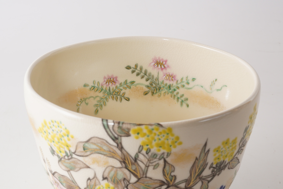 色絵琳派菜の花 抹茶碗