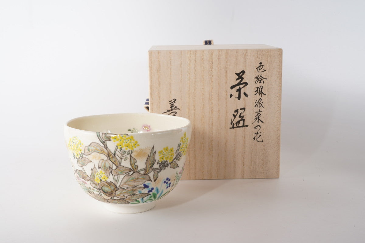 色絵琳派菜の花 抹茶碗