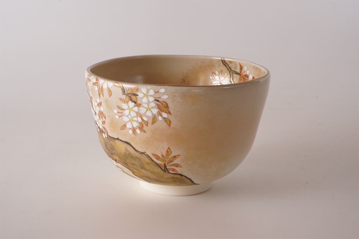 色絵琳派桜 抹茶碗