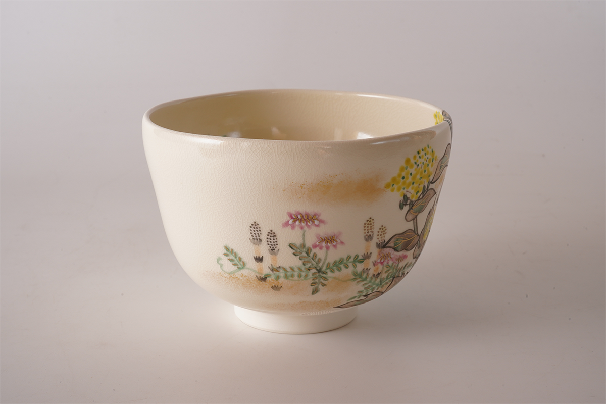 色絵琳派菜の花 抹茶碗