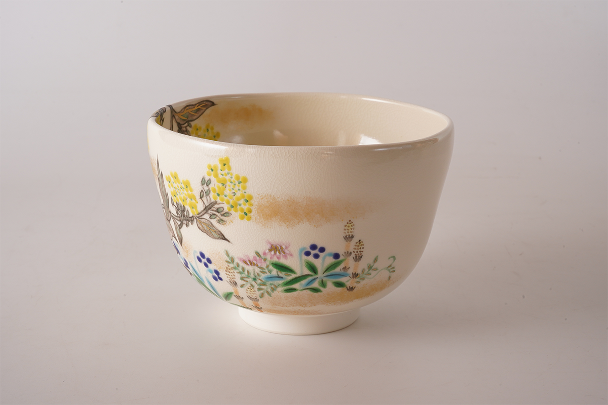 色絵琳派菜の花 抹茶碗