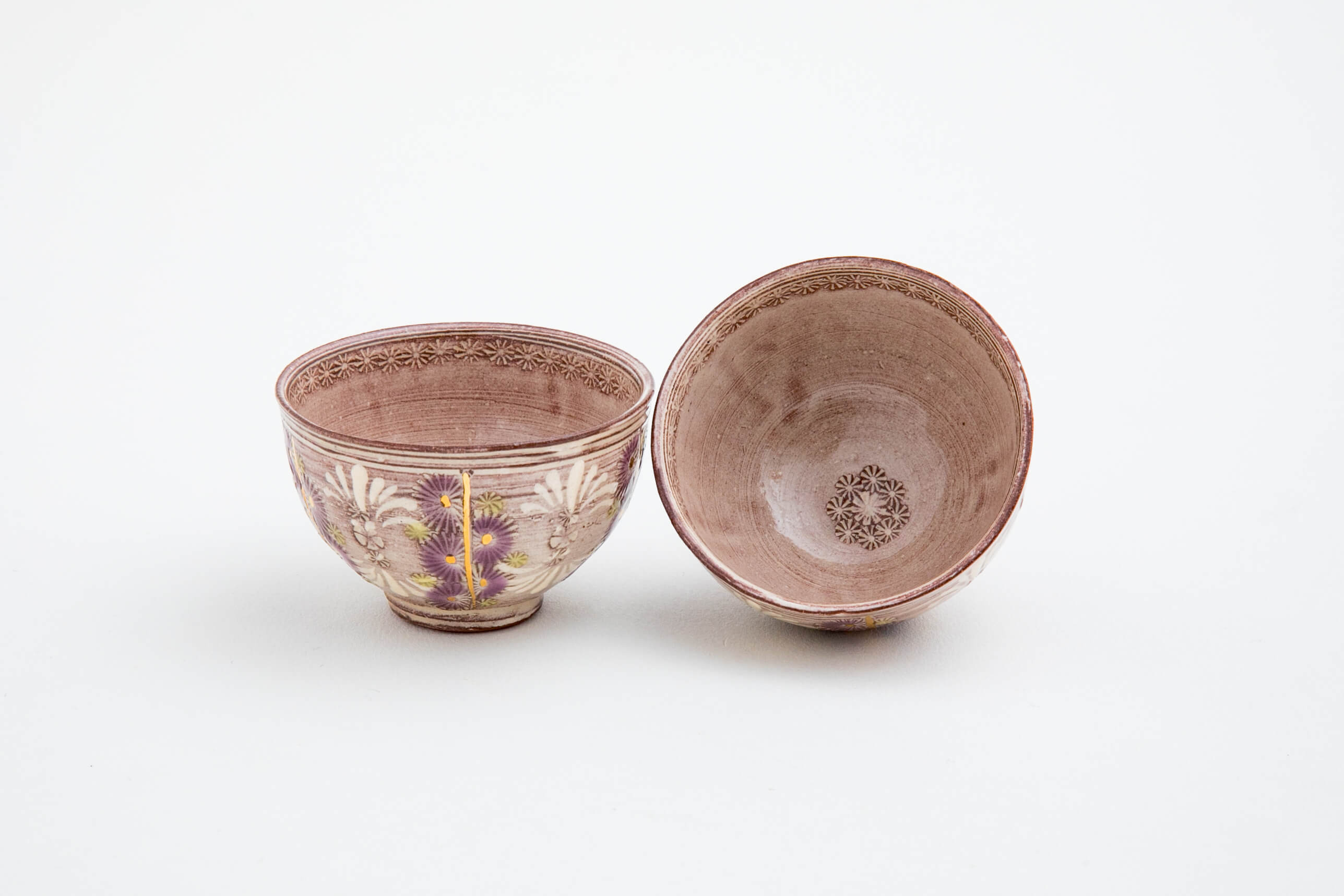 金彩紫三島 酒器