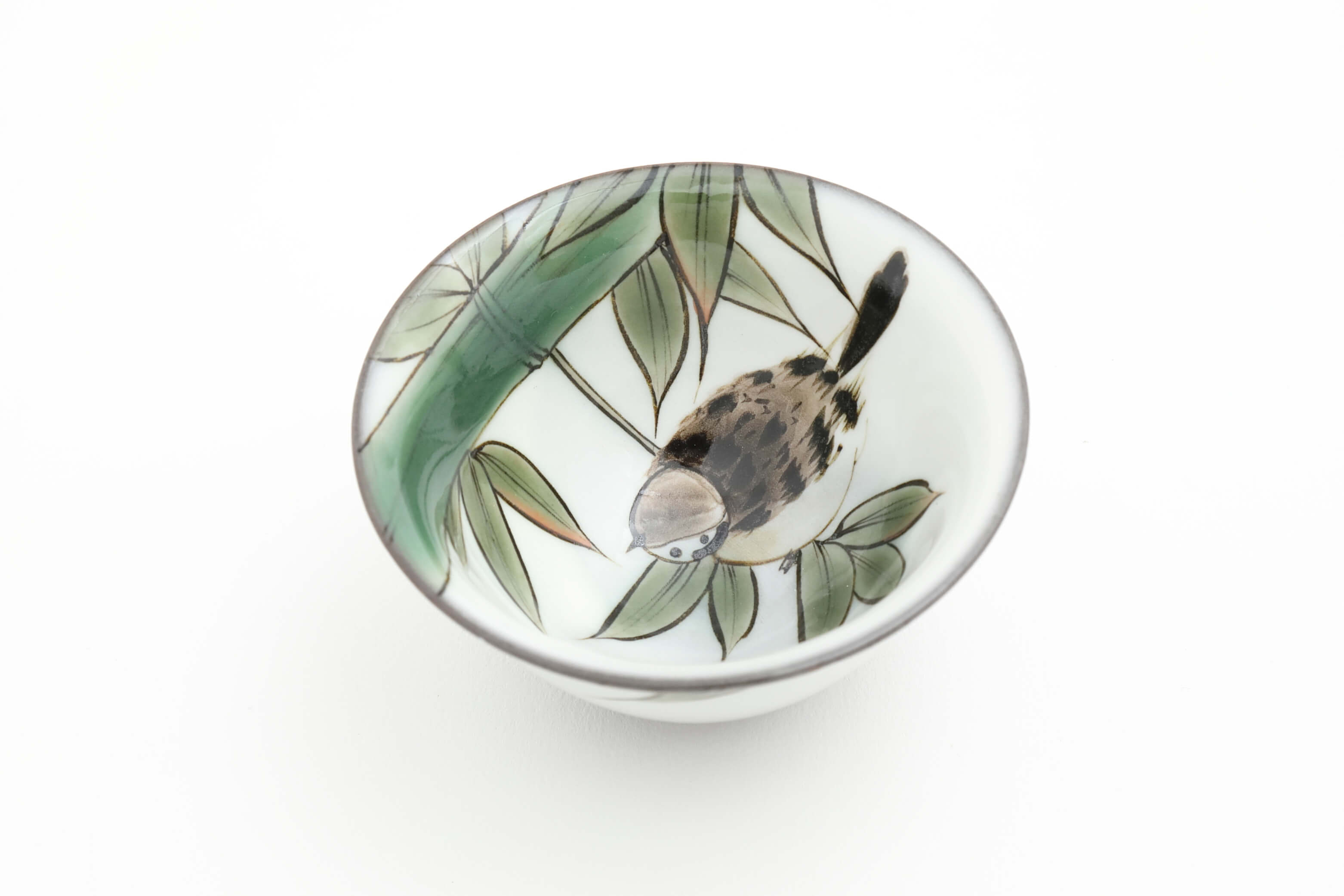 花鳥図 竹 スズメ 盃