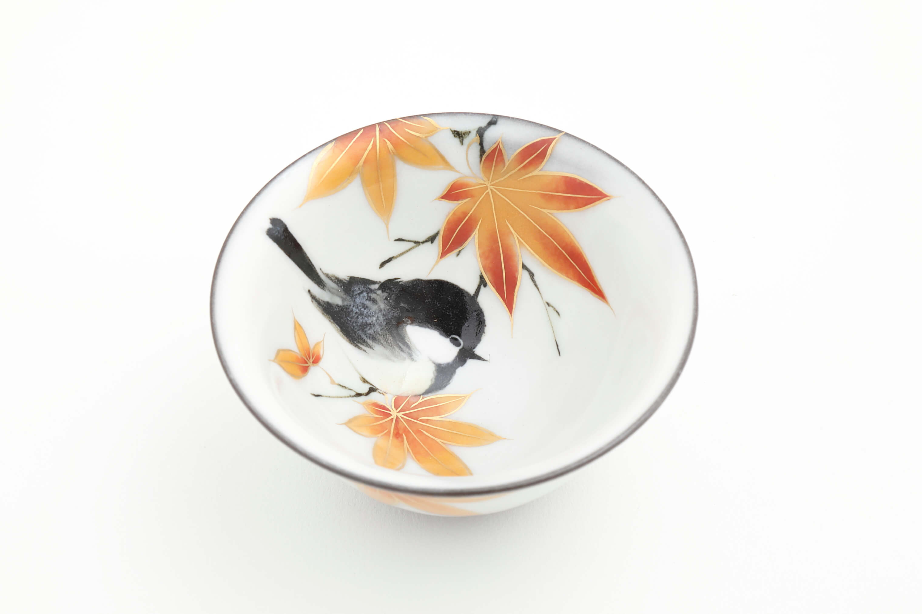 花鳥図 紅葉 シジュウカラ 盃