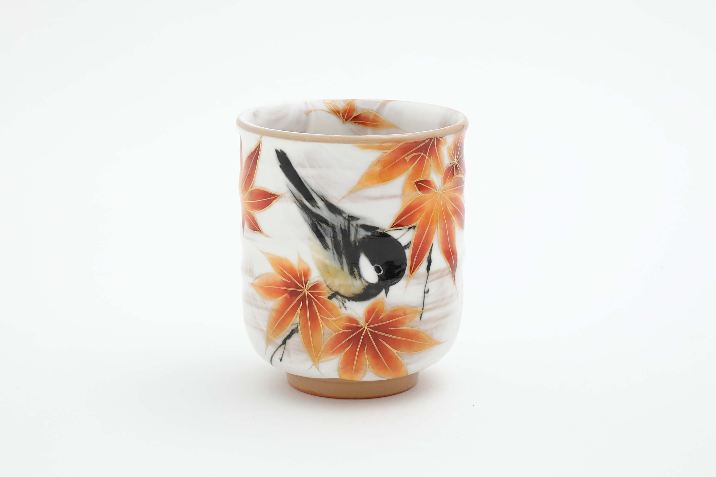 花鳥図 紅葉 シジュウカラ 湯呑