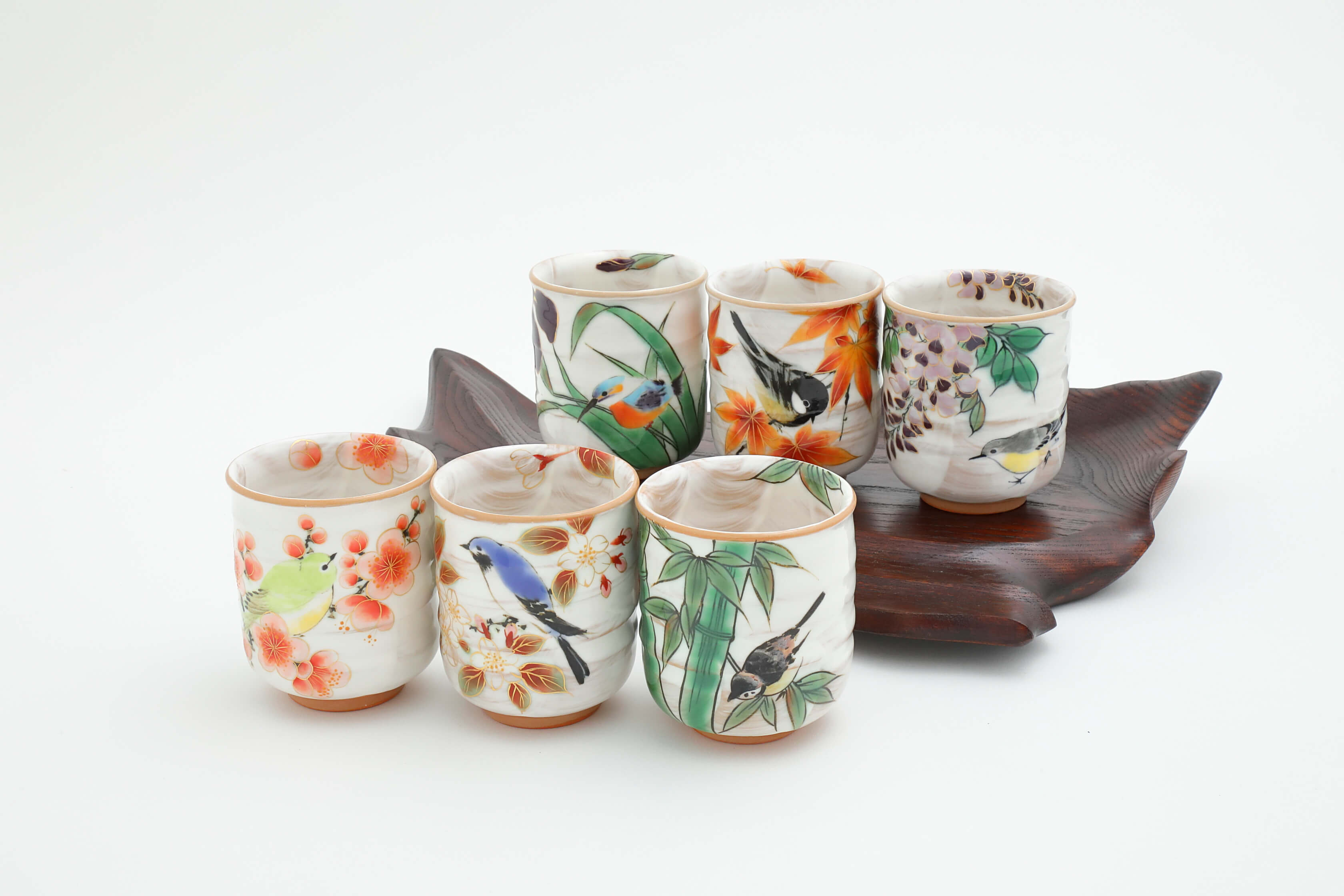 花鳥図 藤 キセキレイ 湯呑