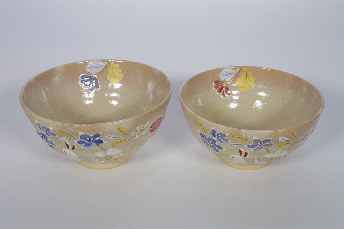 花丸紋うさぎ 組飯碗