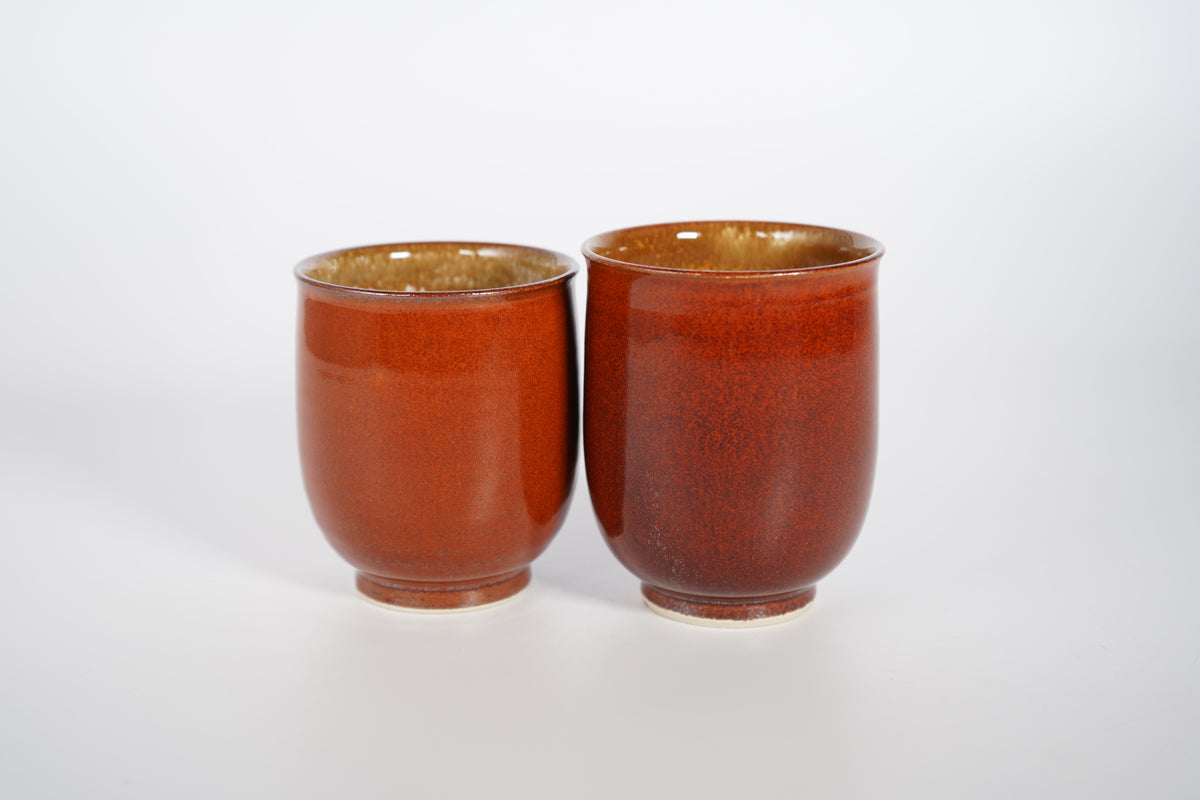 Persimmon glazed teacup - Pair
