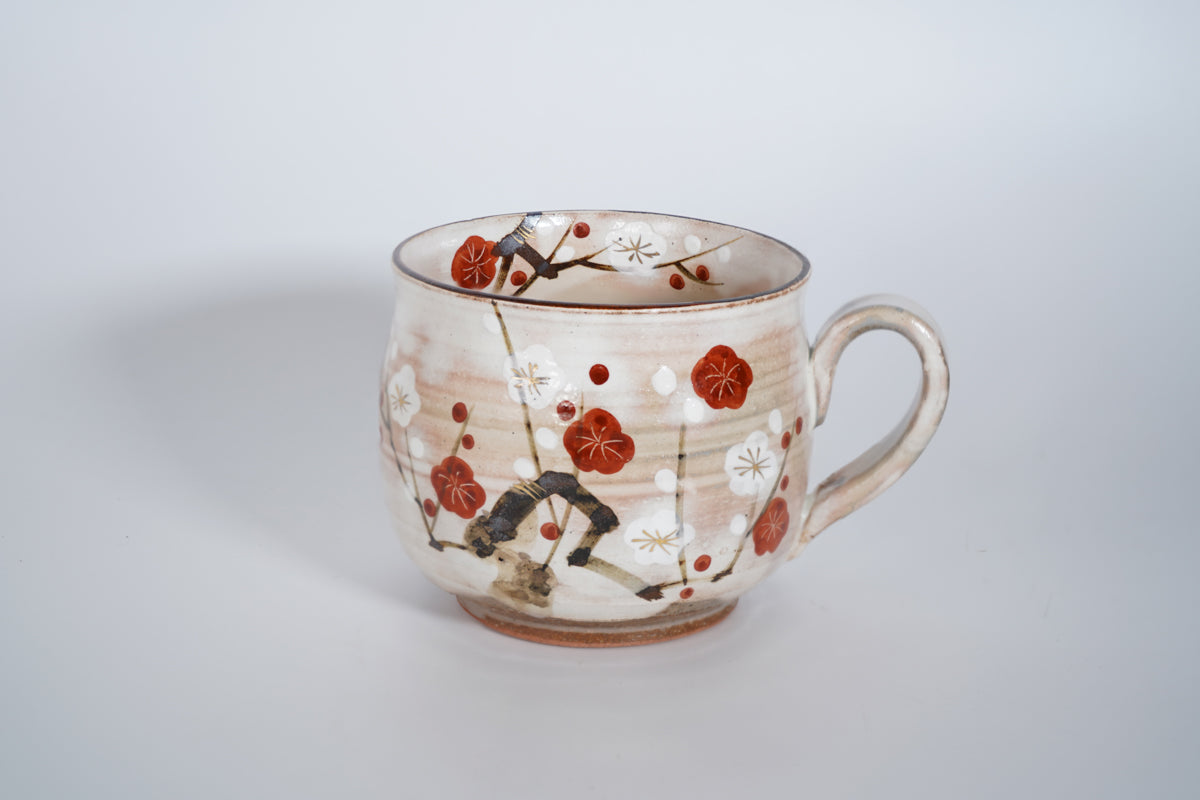 Plenty Mug Series - red and white plum blossoms