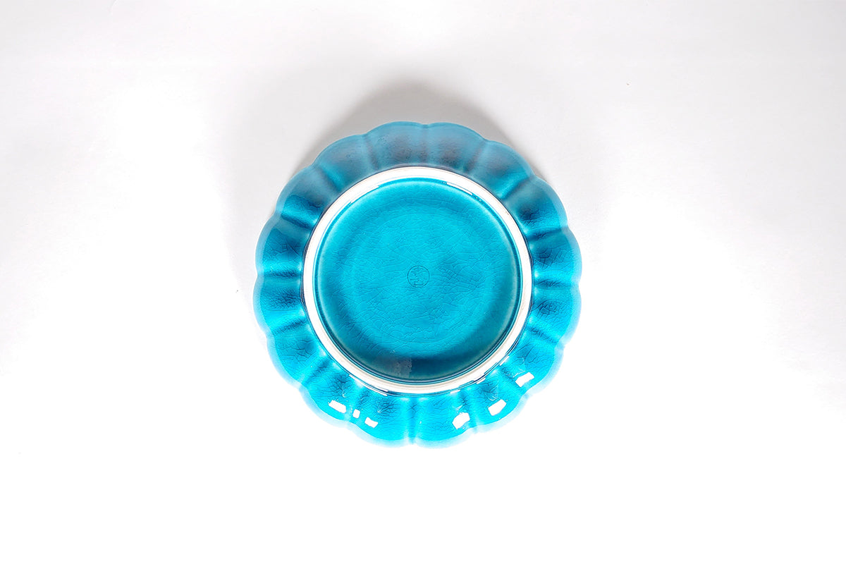 青釉 六寸菊型皿