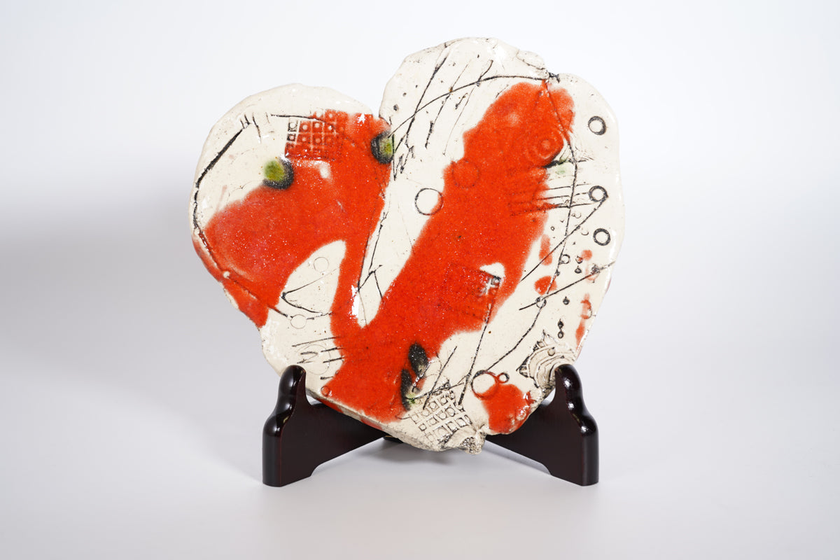 Kaku-glazed Oribe heart Plate