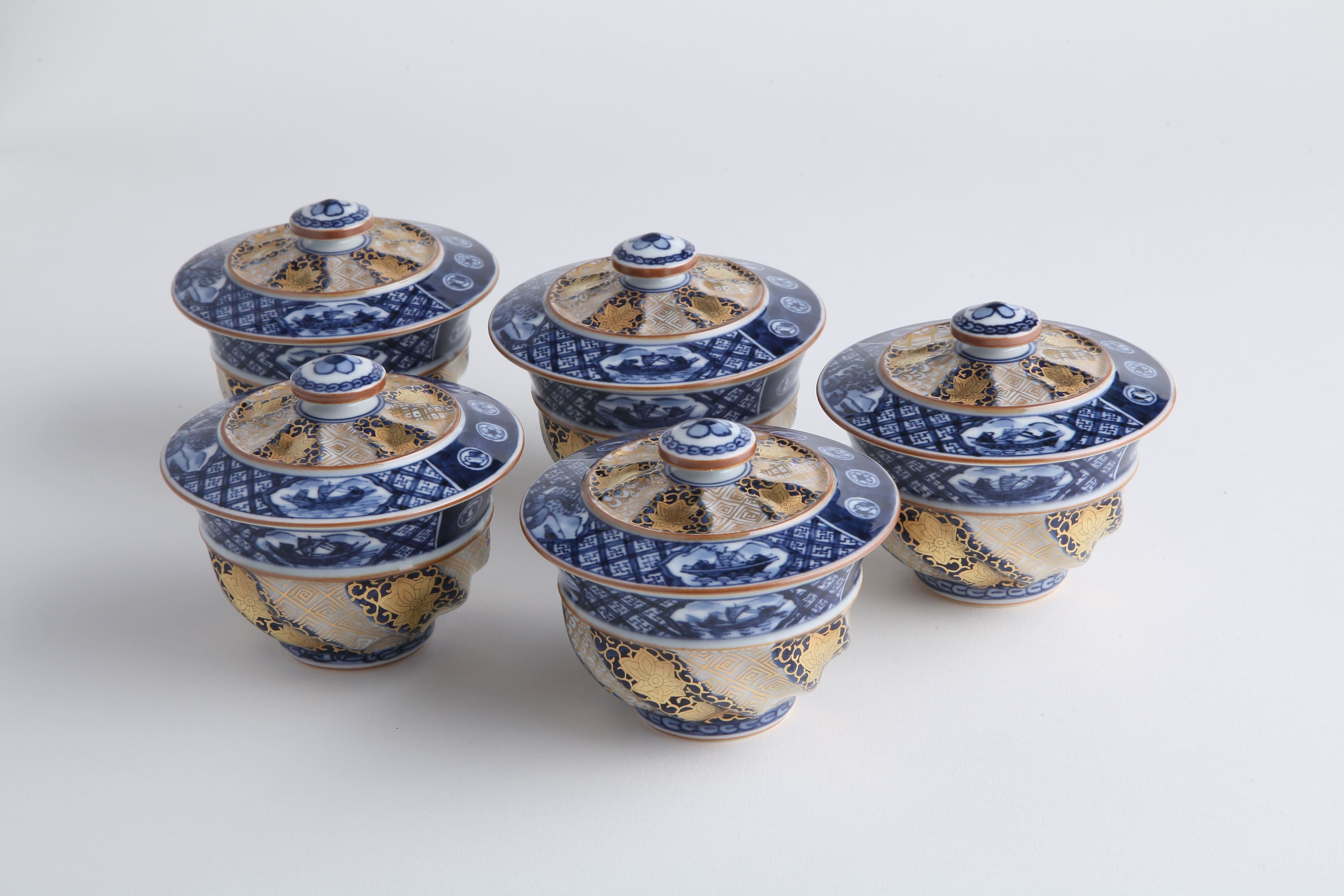 KINRANDE HANAKARAKUSA (Blue) Serving bowl with lid