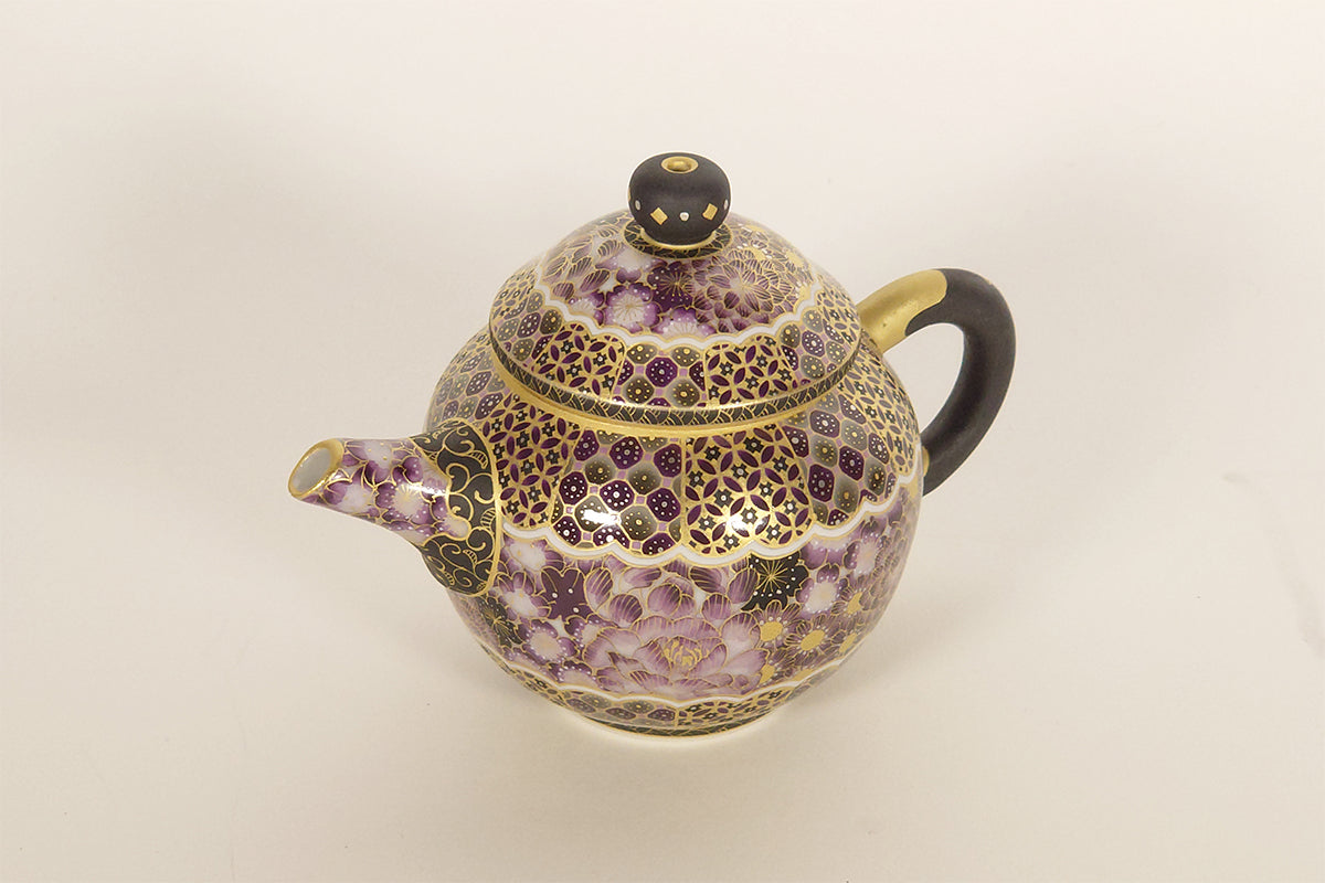 Overglaze gold and silver Botanical 'Daitoku-大徳' Tea Pot