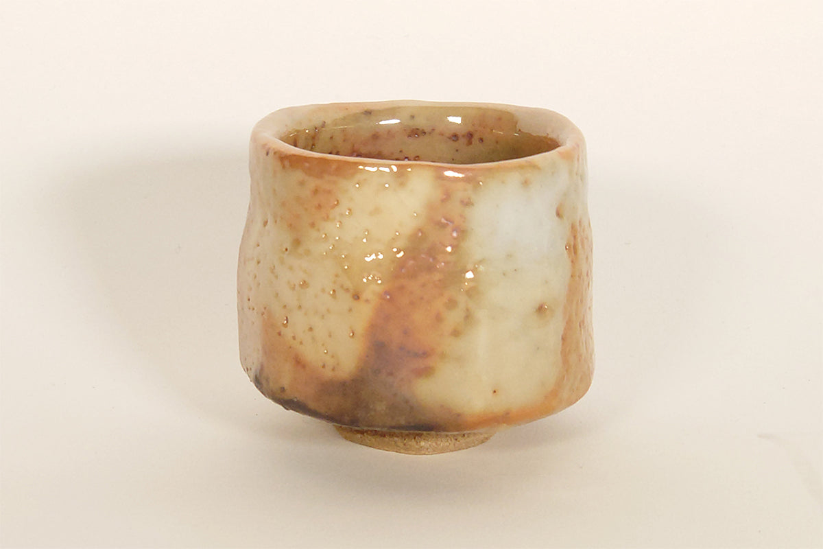 Gold Shino style Scorched Surface Coloring Sake Cup